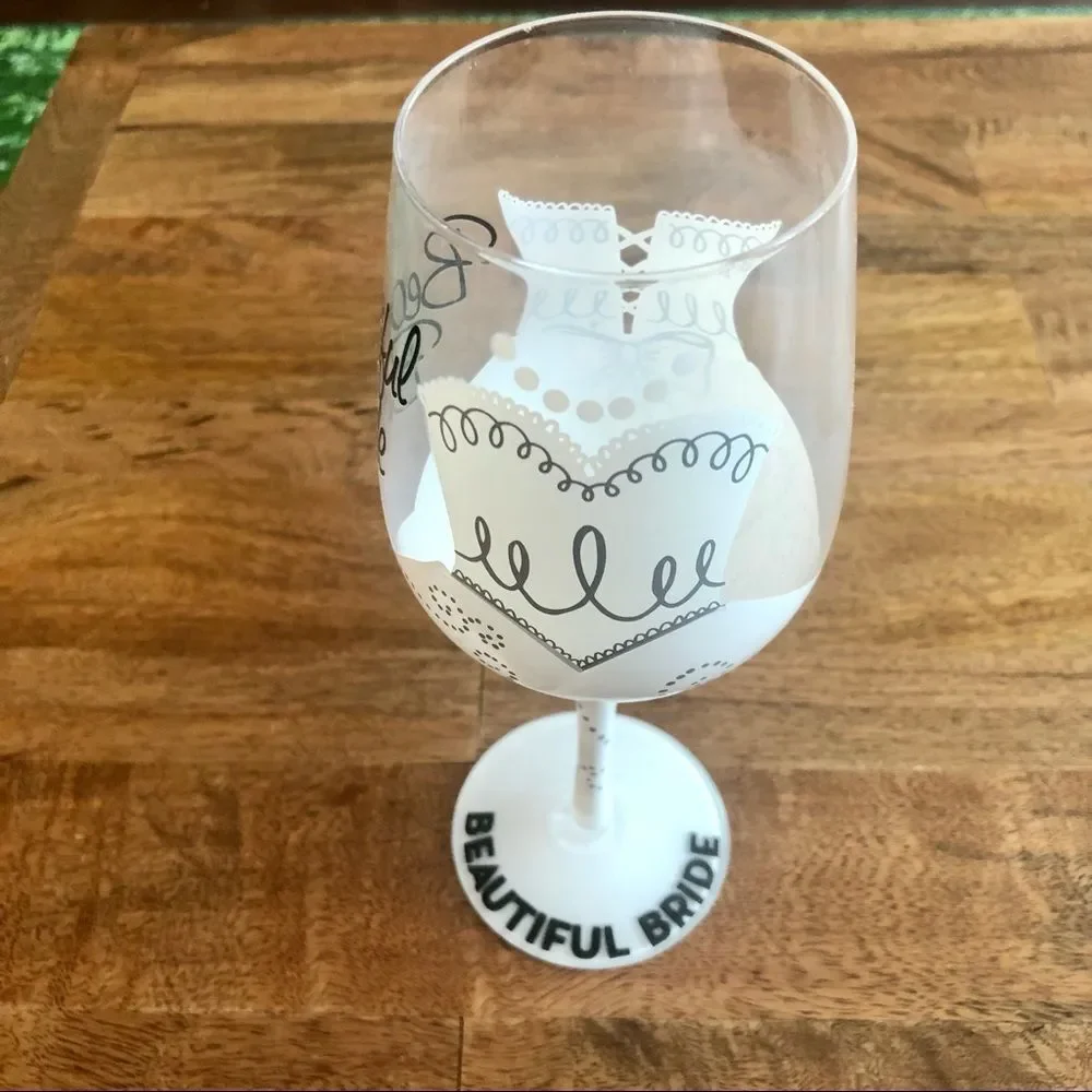 Hand painted Beautiful Bride wine glass